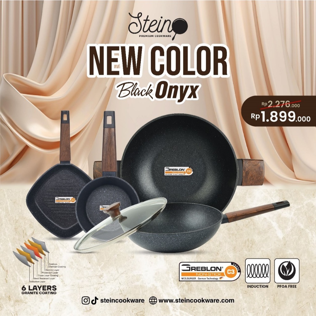 Steincookware Stein Paket Onyx 4 in 1 wok pan saucepan grill pan
