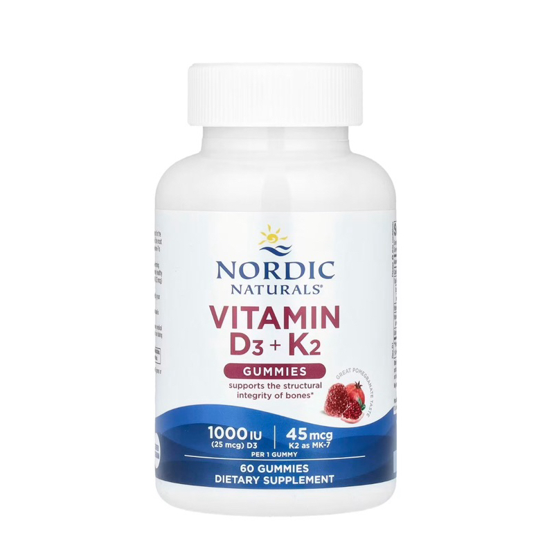 Nordic Naturals Vitamin D3 + K2 Gummies Pomegranate 1000 IU 60 Gummies