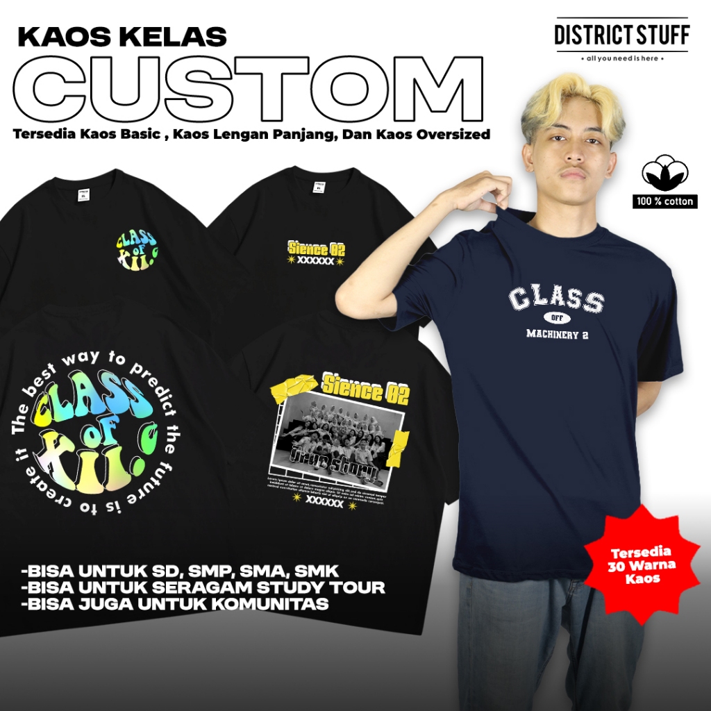 Kaos Sablon Custom Foto Kelas Pria Wanita Baju Couple Pasangan