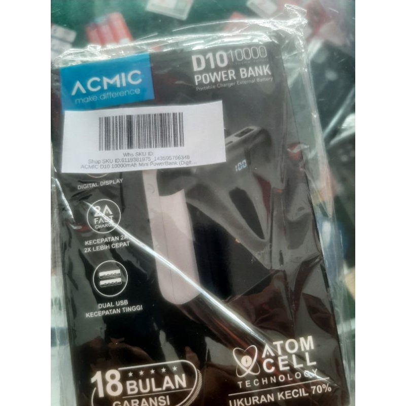 power bank Acmic D10 10000mah fast change