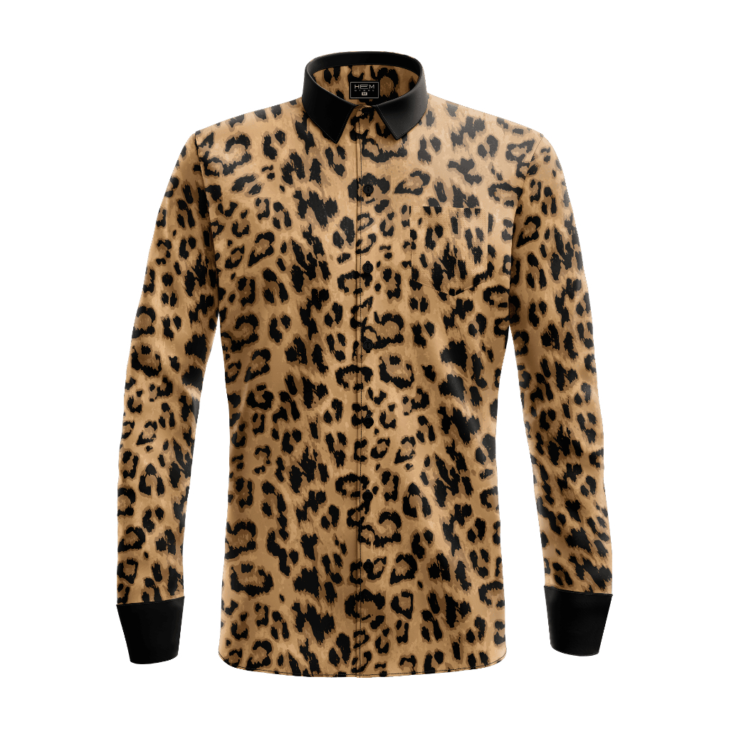 Atasan Kemeja oversized pria dan wanita lengan panjang motif Leopard Dream
