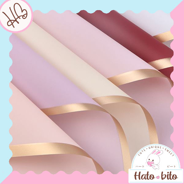 

Gold edge cellophane flower wrapping paper kertas bungkus buket bunga estetik polos list pinggiran MK1682