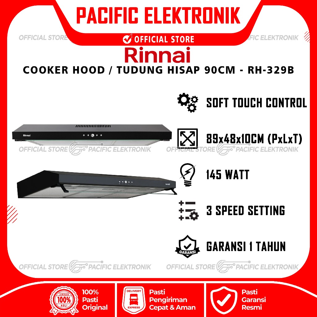 Cooker Hood Rinnai 90cm RH-329B / 329B