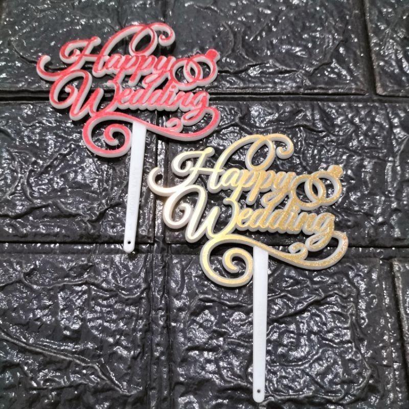 topper happy wedding hiasan kue