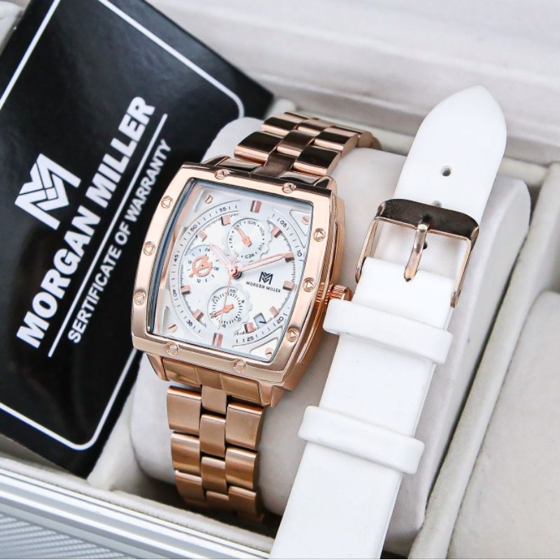 Morgan Miller-MM04 Jam Tangan Wanita Original Rantai Stanliess Bonus Tali Cadangan