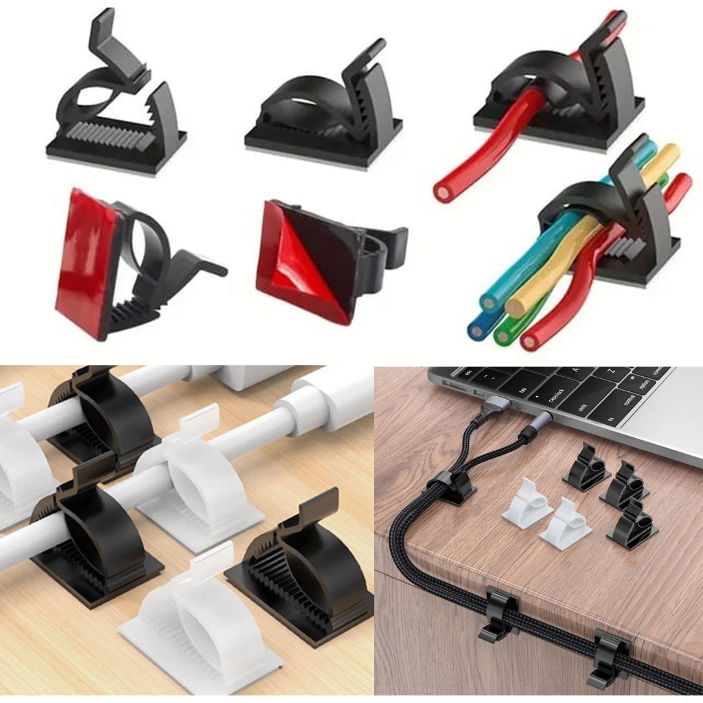 Klem Kabel Universal Clamp Plastik Penjepit Merapikan Pengatur Merapikan Kabel Klip Kabel Listrik