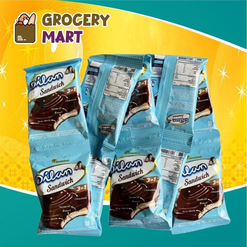 

(RENCENG) DILAN Sandwich Biskuit 3in1 Cream Vanilla 16gr Isi 10Pcs