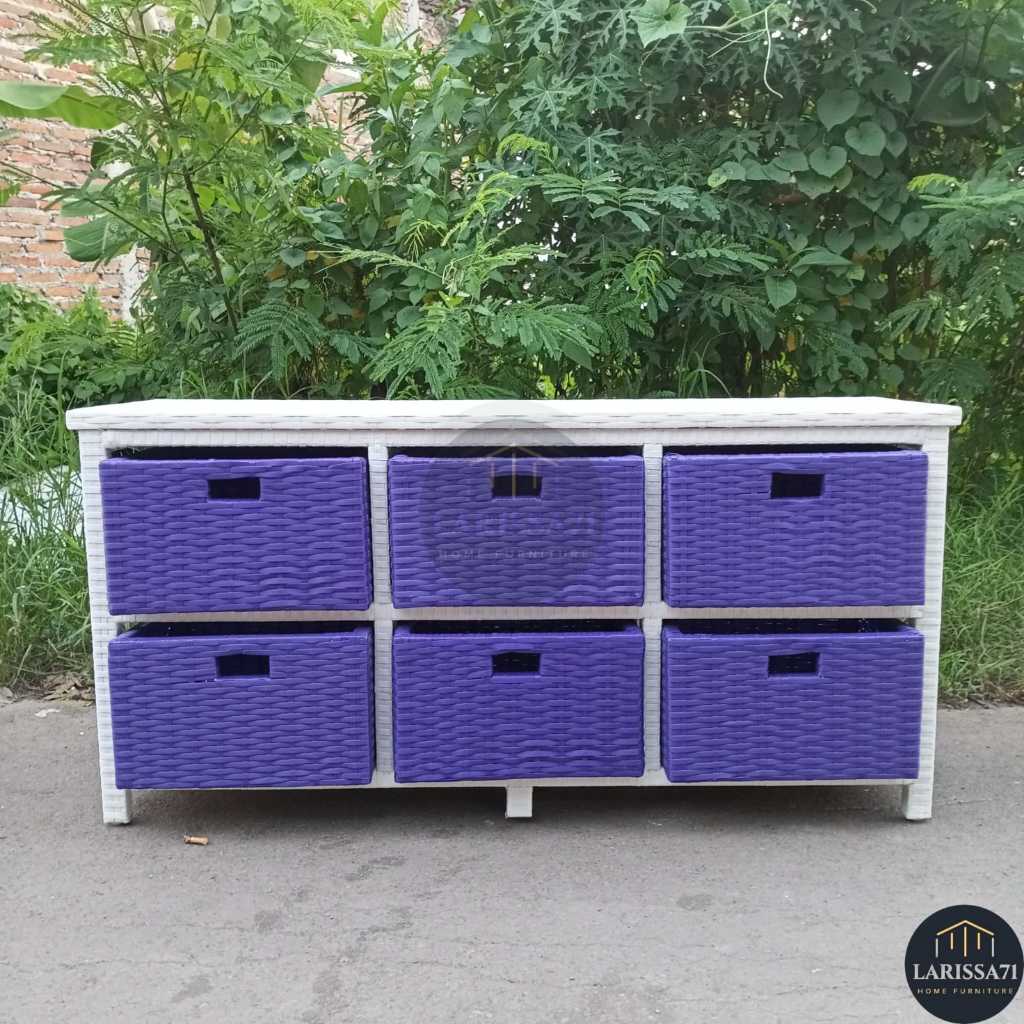 Lemari Tv Rotan Sintetis 6 Laci