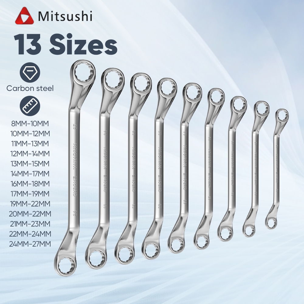 Mitsushi Set Kunci Ring Pas 8-27mm Alat Perkakas Tools Kunci Ring Pas/Kunci Ring Set Lengkap