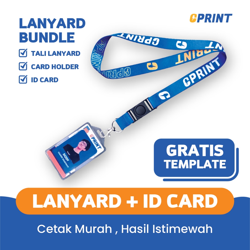 

PAKET LANYARD+ID CARD+CARD HOLDER CUSTOM UK 2CM Pre-Order 7Hari 2 Sisi Bahan Tissue Premium