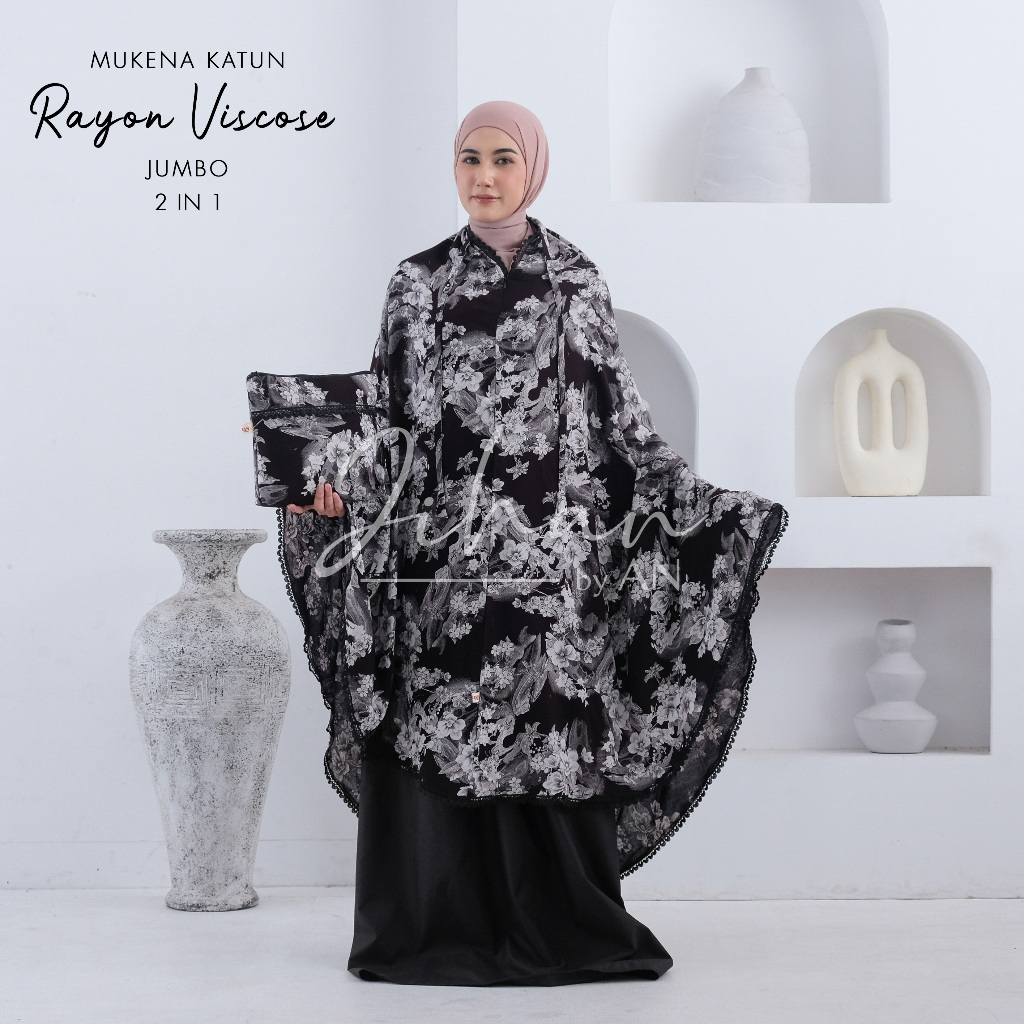 Mukena Katun Rayon Viscose Motif 2in1 Mukena Dewasa Jumbo