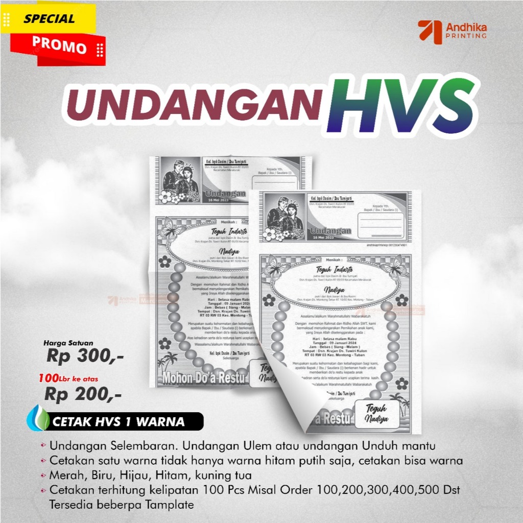 

Cetak Undangan Walimatul Ursy, Undangan Tasyakuran Pernikahan, Undangan HVS Sinvitation