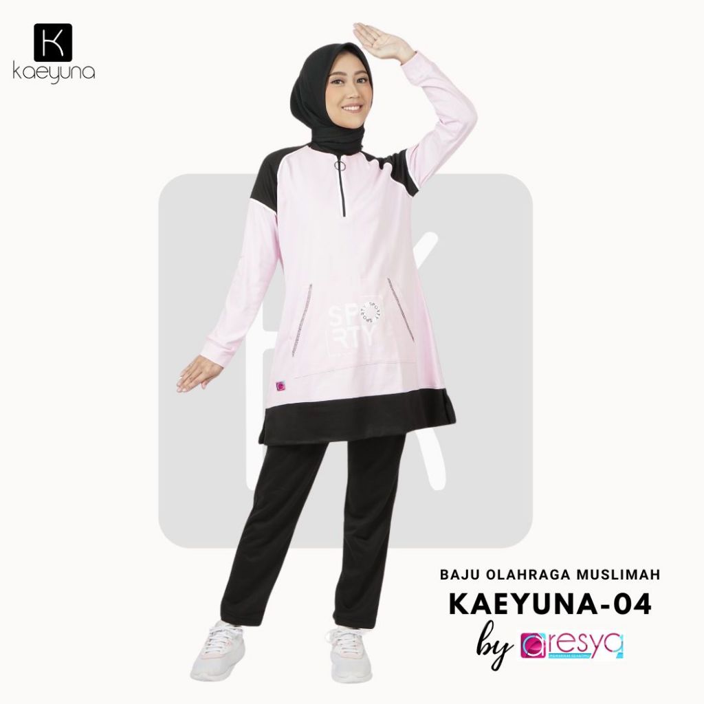 ARESYA - Setelan Baju Olahraga Tunik Wanita Muslimah Kaeyuna-04 BabyPink
