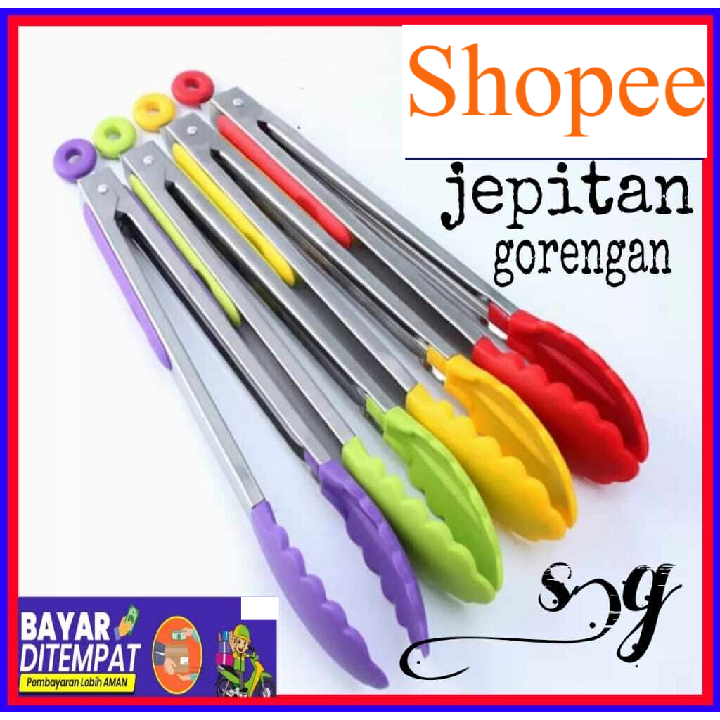 Jepitan gorengan tahan panas / Capitan Kue, Mie, Jepitan macam2 makanan Gagang Stainless dan Plastik