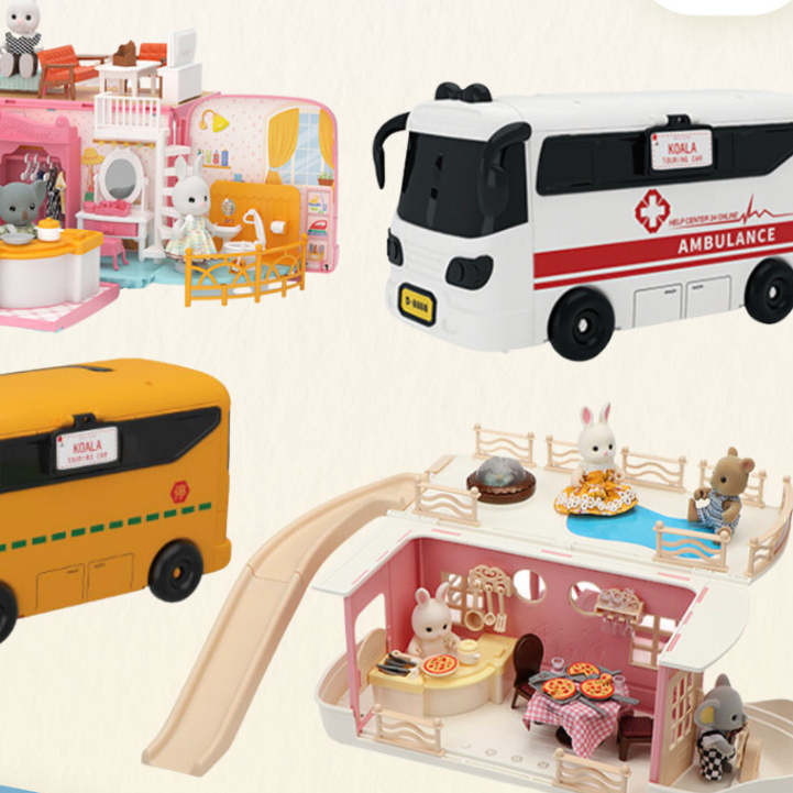 Koala Diary Bus Cruise Boat Ambulance School Bus Caravan Picnic Doll Family House Families Play Hous
