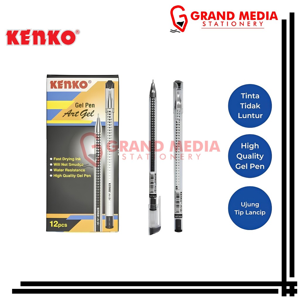 

[GRAND MEDIA] BALLPOINT / PENA / PULPEN GEL KENKO ART GEL HITAM / 1PCS