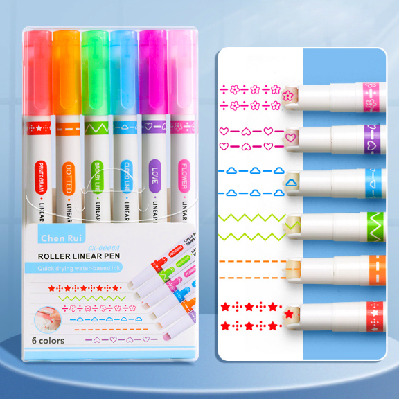 

(56BOX = 1KG) PB 064 PENA GARIS WARNA WARNI LINEAR LINE COLOR PEN HIGHLIGHTED UNDERLINE ISI 6/BOX