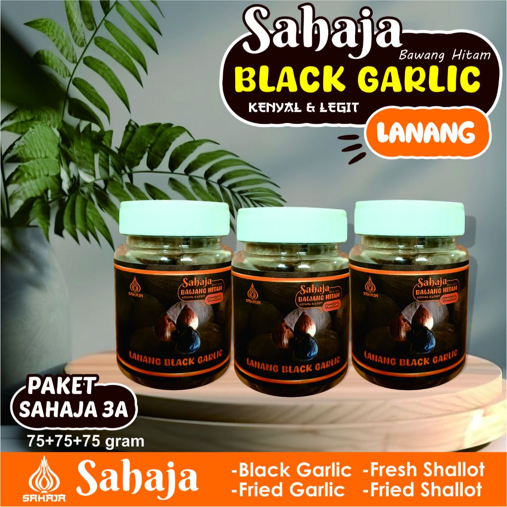 

Lanang Black Garlic paket Sahaja 3A (75+75+75 gram) Bawang Hitam Tunggal sehat dan menyehatkan