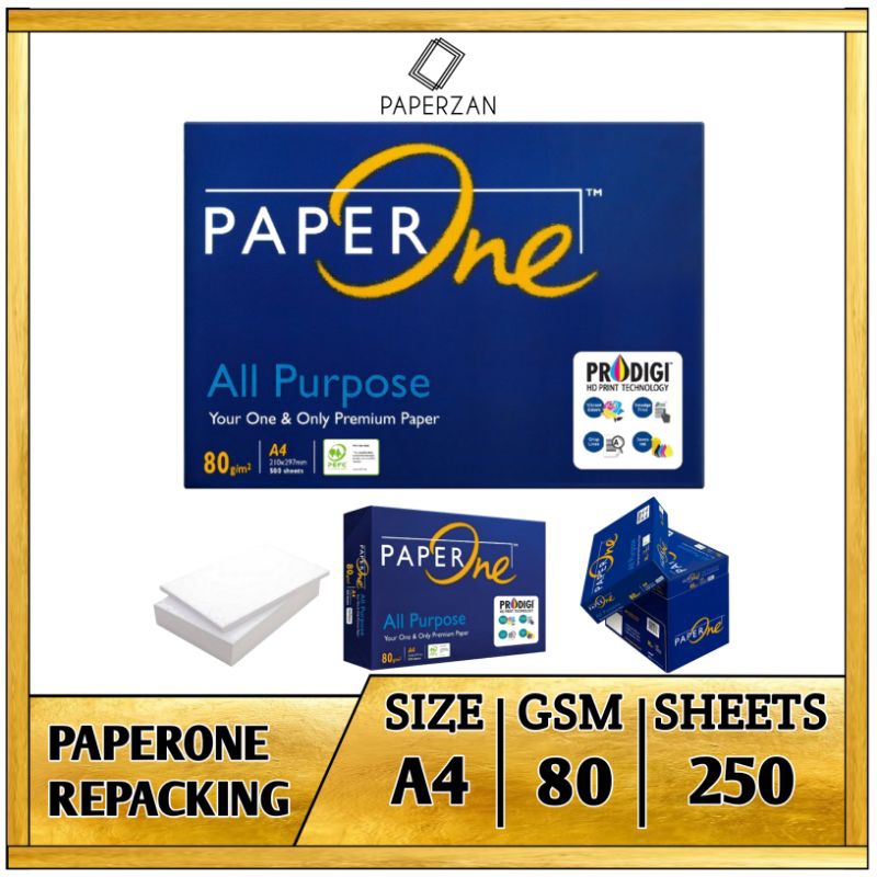 

Kertas HVS A4 80 Gram PaperOne 1 Kg 250 Lembar