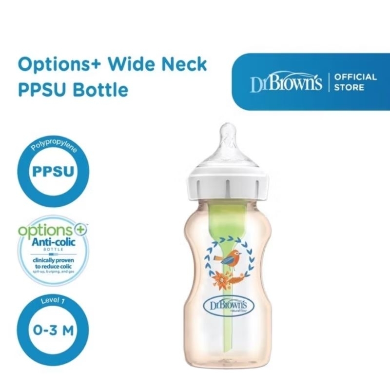 [PRELOVED] Dr Browns Wide Neck PPSU Option+ Deco 270 ml Bottle Options plus option wide