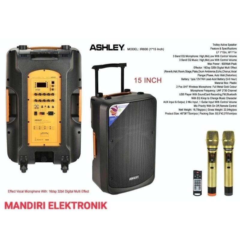 SPEAKER PORTABLE ASHLEY ir600 15 inch ORIGINAL ASHLEY