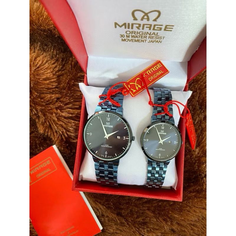 Jam Tangan Pria dan Wanita Terbaru Mirage Original Tahan Air 8696 M Full Black Ori