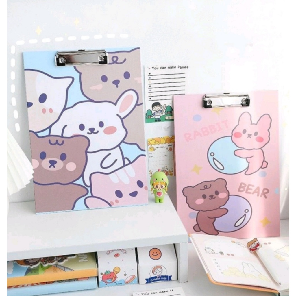 

Clipboard Klip Karakter Motif Cute Kertas Papan Jalan Klip Kertas A4