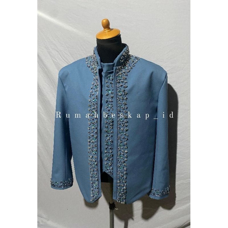 Beskap pengantin jawa model solo/baju pengantin pria premium semi woll