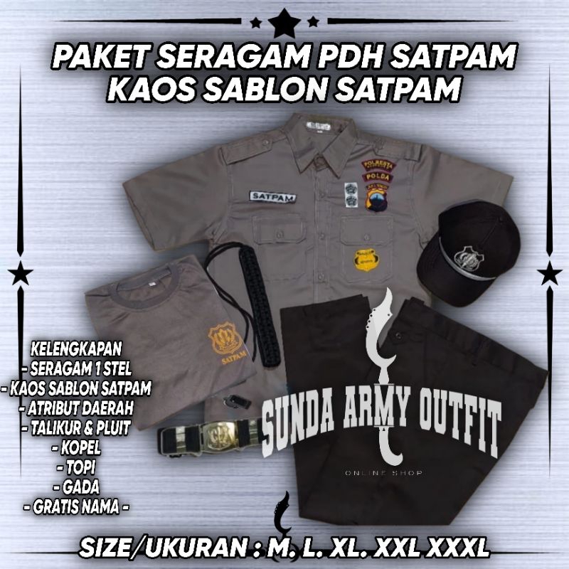 SERAGAM SECURITY TERBARU / SERAGAM SECURITY COKLAT / PAKET SERAGAM PDH TERBARU / SERAGAM SECURITY