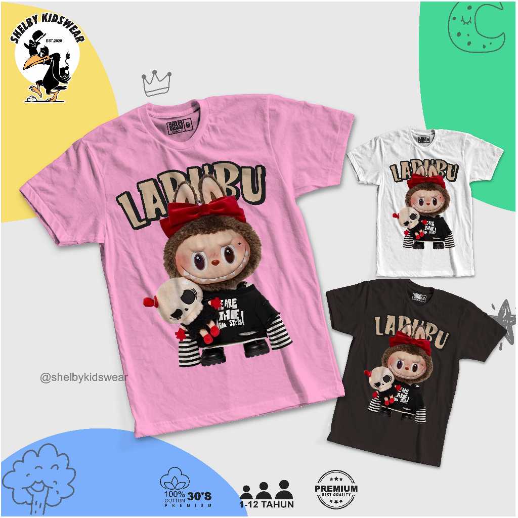 Kaos Anak Dewasa Boneka Labubu Girl Baju Laki Laki Atasan Perempuan 1 - 12 tahun Import Distro Mall