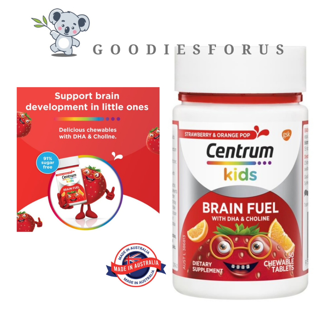 Centrum Kids Brain Fuel 50 Chewable Tablets/Vitamin perkembangan otak anak/Brain Vitamin