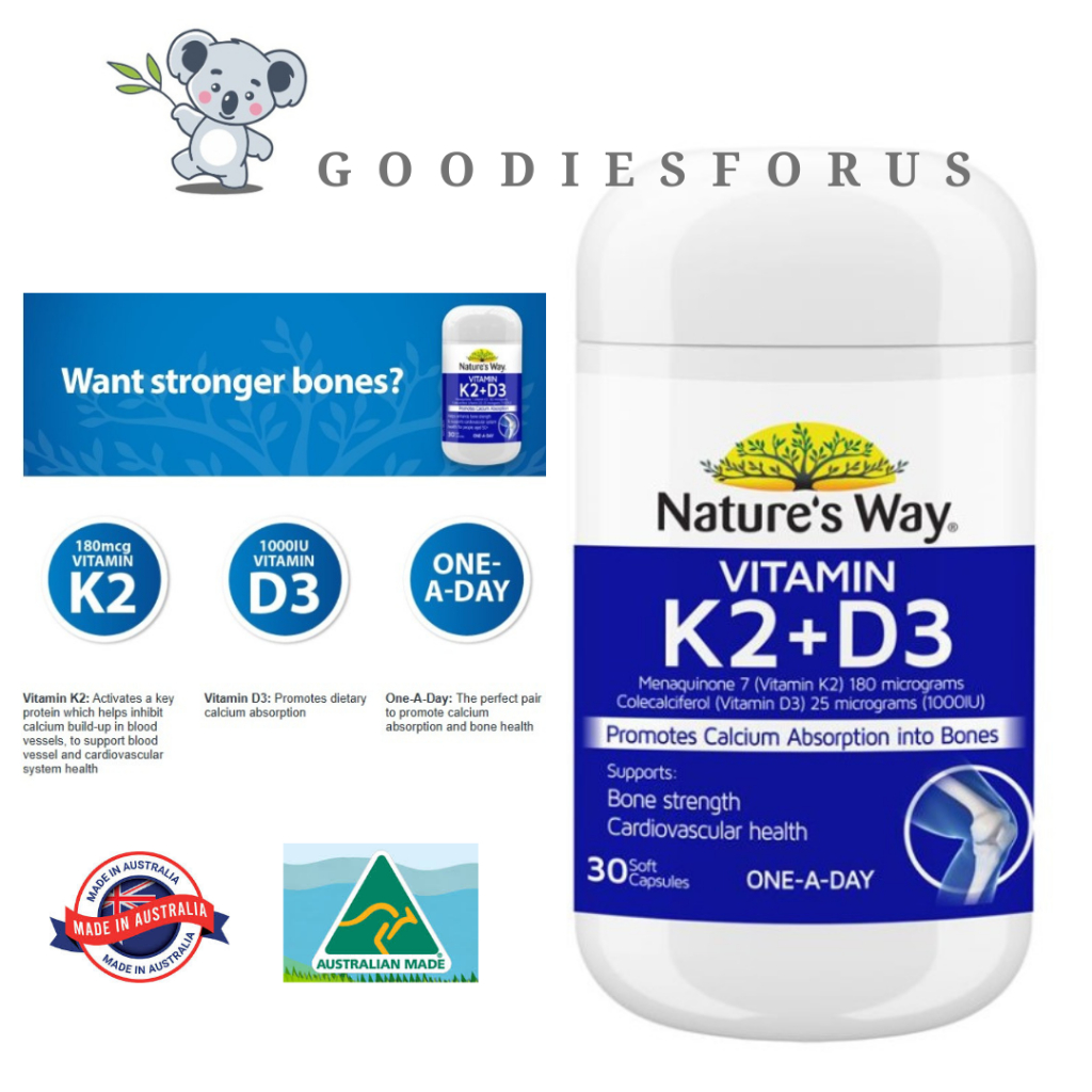 Nature's Way Vitamin K2 + D3 180mcg 30 Kapsul Softgel/Vitamin D3 K2