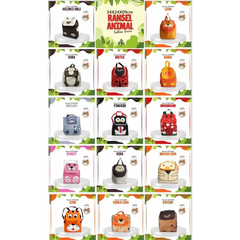 

Tas Spunbond Ransel Animal l Tas Souvenir Ulang Tahun l Goodie bag Ulang Tahun l Tas Hajatan 34x24x09 free kartu ucapan Thank you