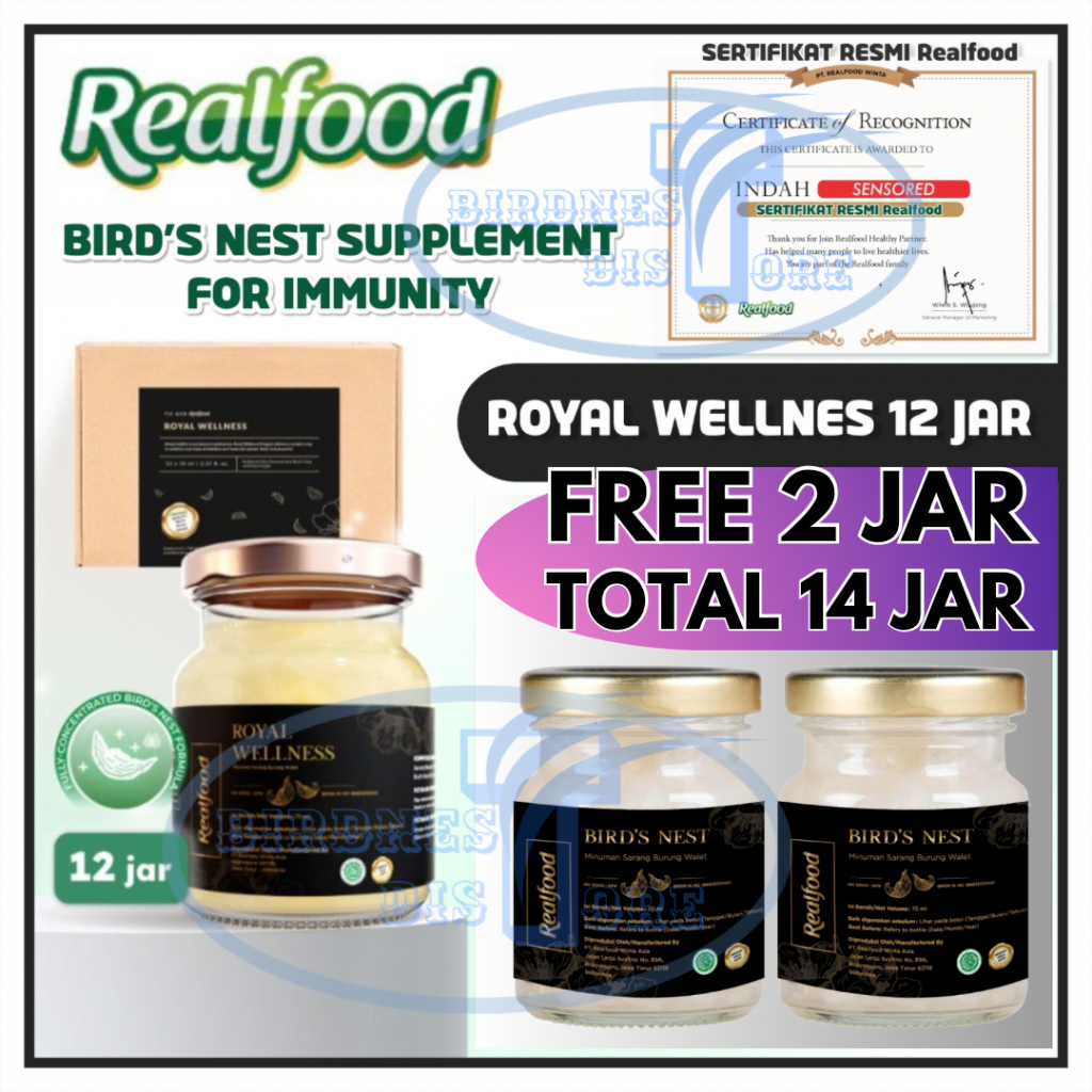 

REALFOOD ROYAL WELLNESS isi 12 JAR (MINUMAN SARANG BURUNG WALET) REALFOOD INDONESIA