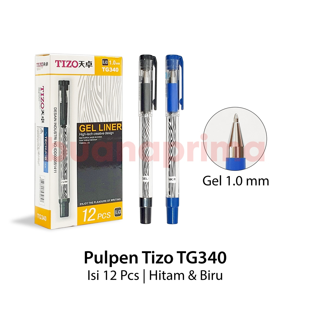 

Pulpen Gel Tizo TG 340 1.0 mm isi 12 Tanda Tangan Hitam Pen Ball Poin Bolpen