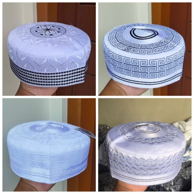 PECI MADINAH BUGIS KOPIAH HAJI MADINAH PECI PUTIH MOTIF