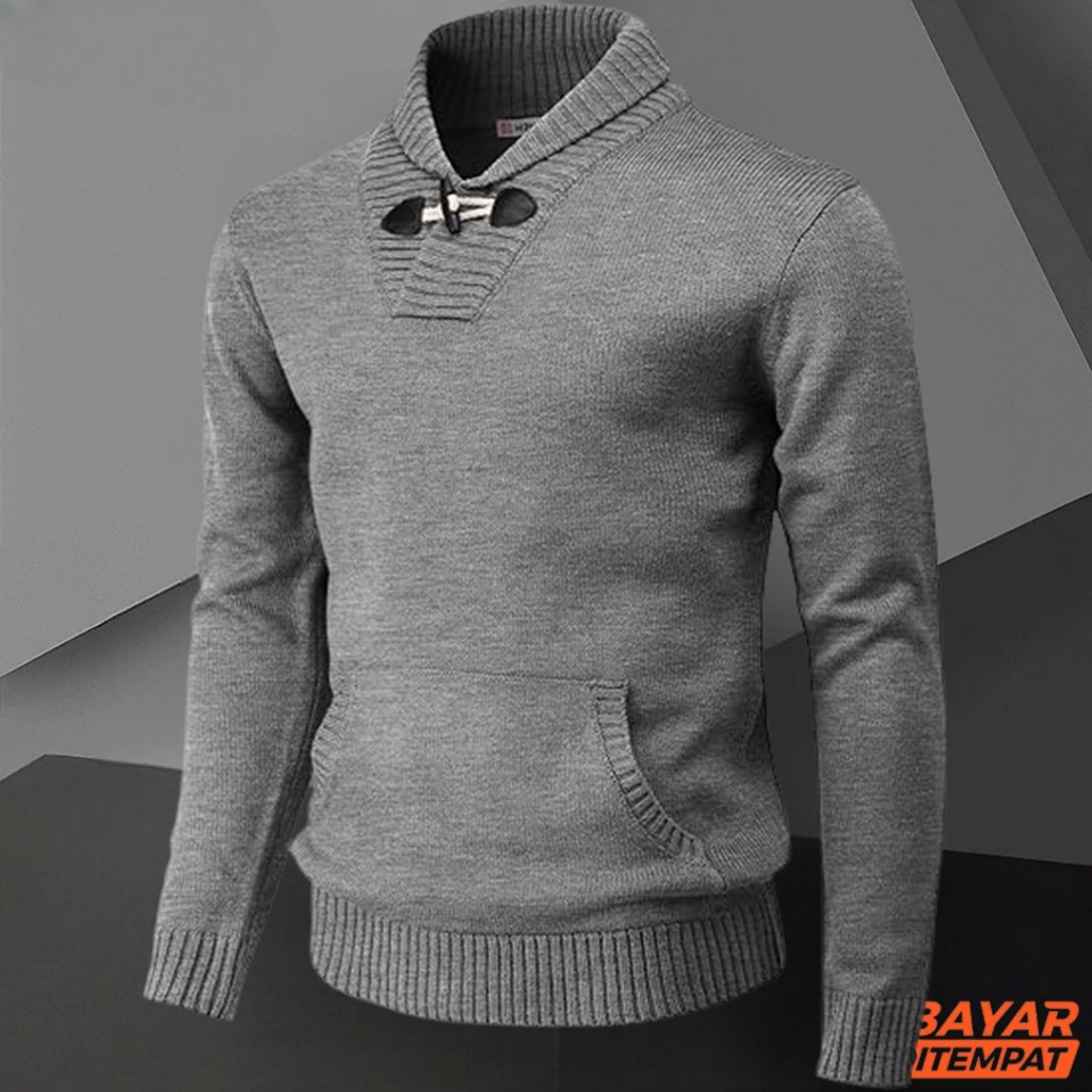 Sweter Pria Rajutan Pria Sweter Modis Korea Sweter Wol Solid Sweter Rajutan Pria