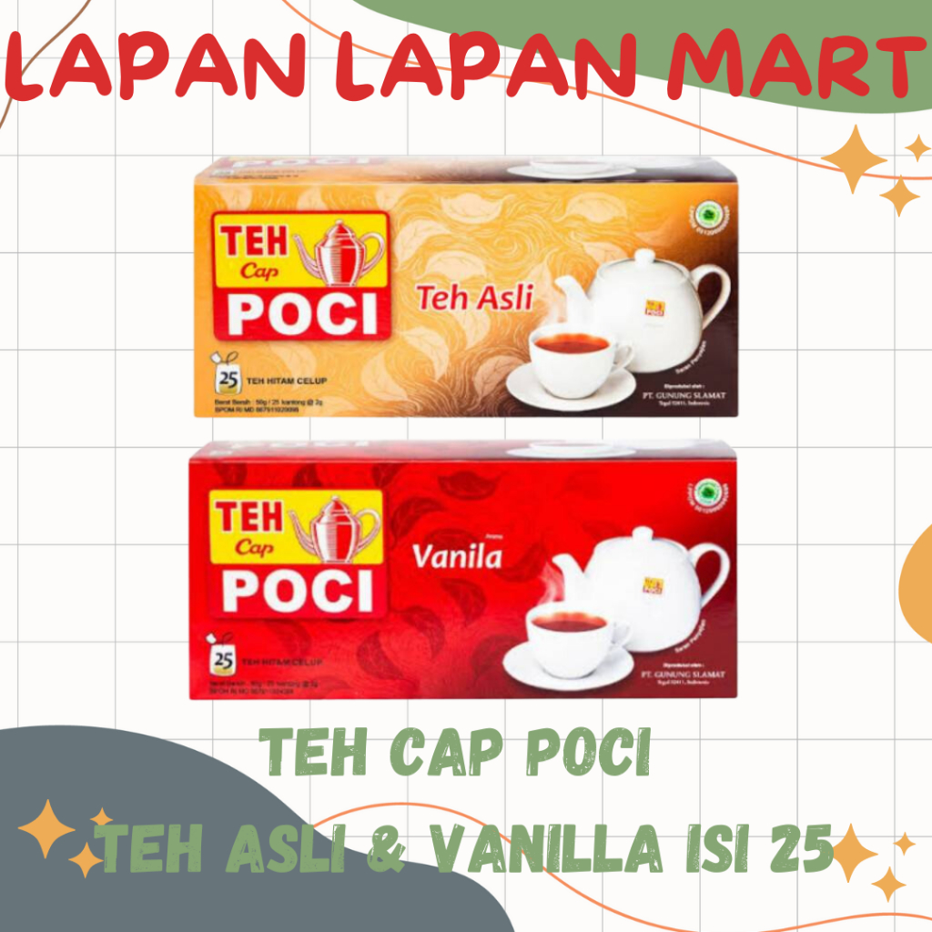 

Teh Cap Poci Teh Asli & Vanilla 25 kantong