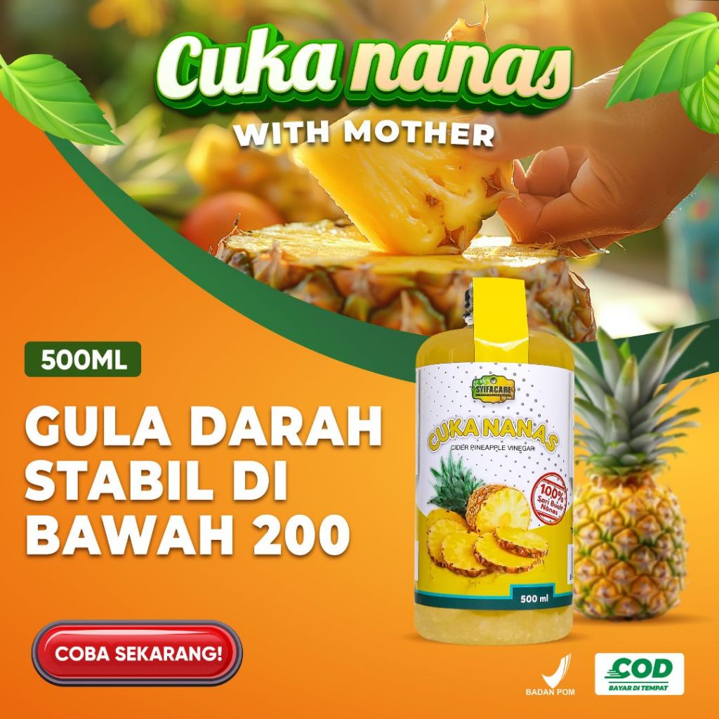 

Cuka Nanas Syifacare Organik Murni 500 ml Membantu Menstabilkan Gula Darah Kolesterol Asam Urat