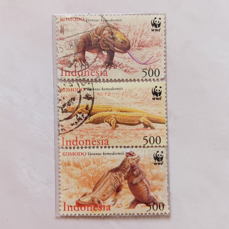 

(AB) Perangko Indonesia 2000 Komodo - WWF Set 3 pcs Used