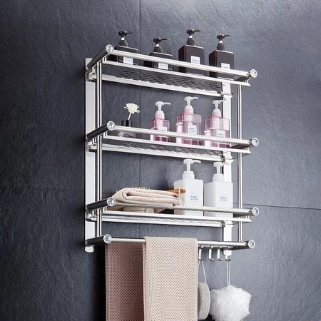 RAK SS 3 LAYER LAVENDER Rak Kamar Mandi Dinding Rak Bumbu Dapur Stainless Steel Rak Tempel Gantung T