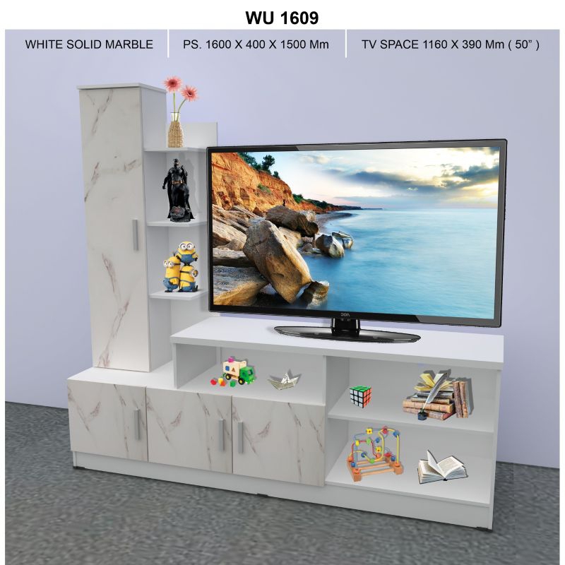Meja Tv Buffet Minimalis WU Marble Silver Tahan Lama
