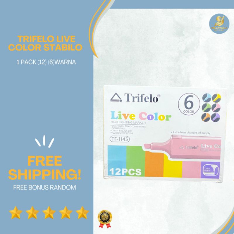 

Trifelo Live Color Stabilo/ 1 Pack (12)/ 6 Warna/ HARGA TERJANGKAU, KUALITAS TERBAIK!/ FREE BONUS RANDOM!!