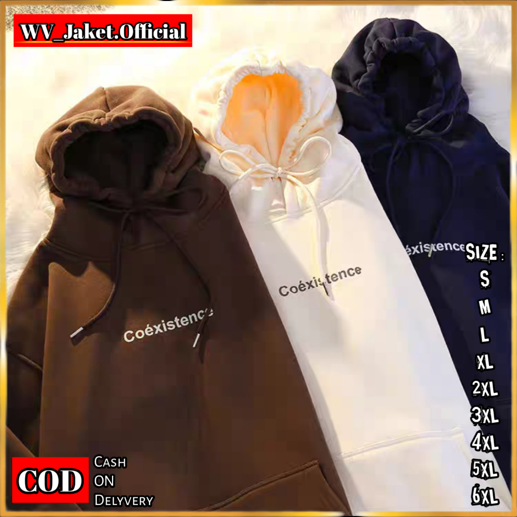 WareVisible Jacket Hoodie Pullover COEXISTENCE Oversize Korean Style Unisex Premium Jaket FLEECE