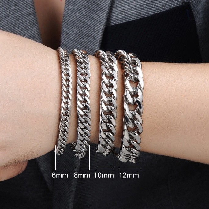 Gelang Pria Rantai Titanium Asli Original Anti Karat