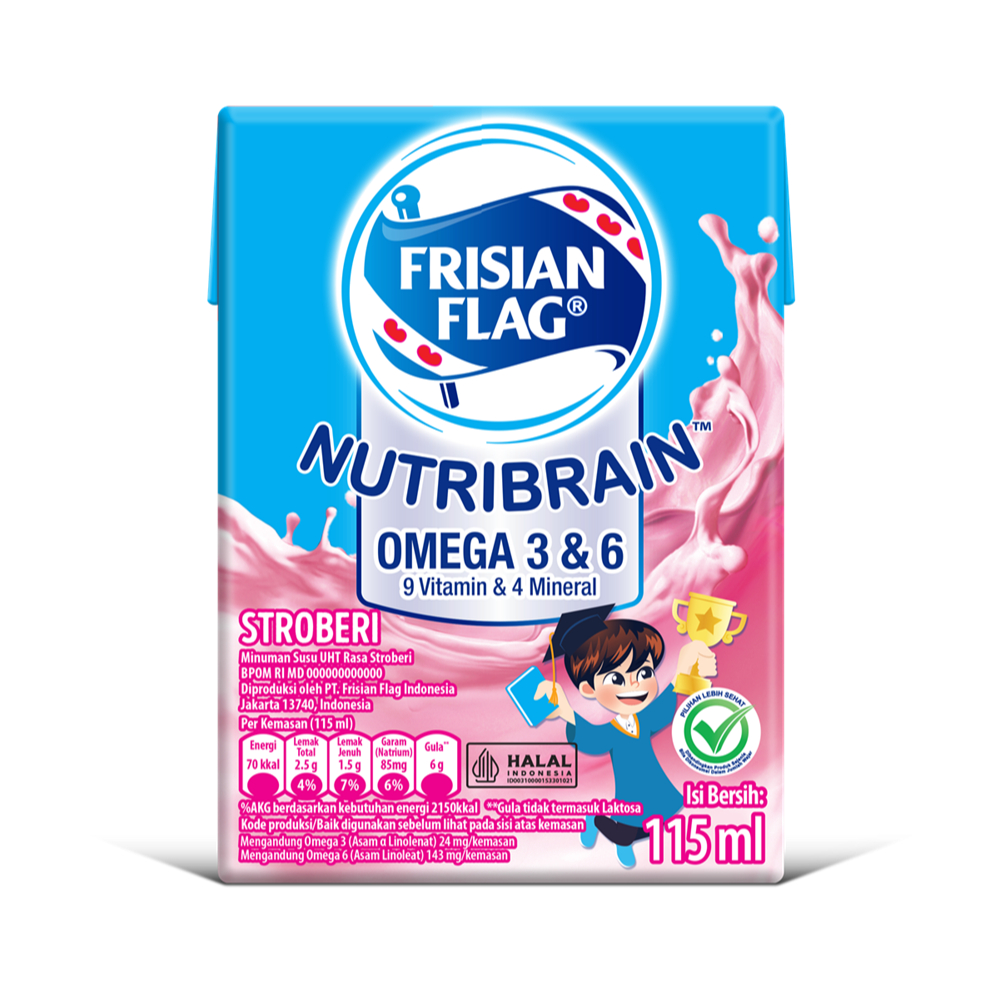 

frisian flag susu uht nutribrain omega strawberry 115ml