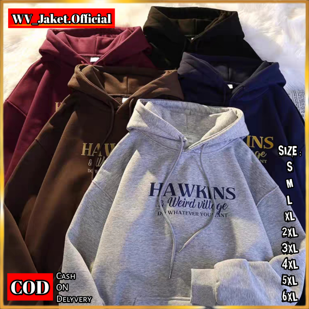 WareVisible Jacket Hoodie Pullover HAWKINS Oversize Korean Style Unisex Premium Jaket FLEECE