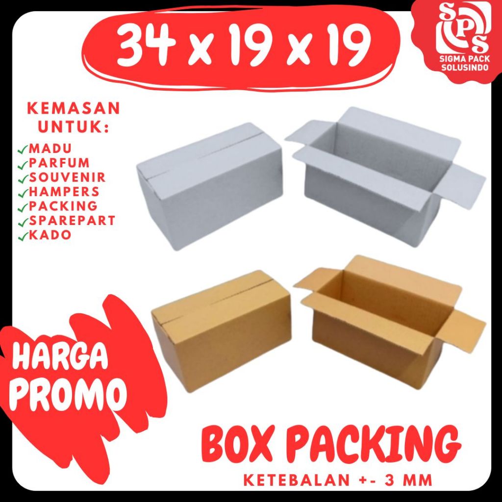 

Kardus 34x19x19 A1 box dus packing kotak kemasan karton pizza souvenir hampers sparepart minyak wangi kosmetik