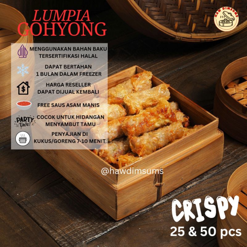 

Lumpia Gohyong Frozen 25/50 pcs || Dimsum Frozen || Harga Pabrik || Dimsum Halal || Haw Dimsum
