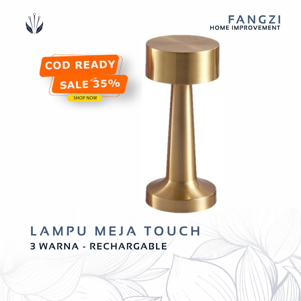 Lampu Meja Hias Touch LED USB Rechargeable Gold